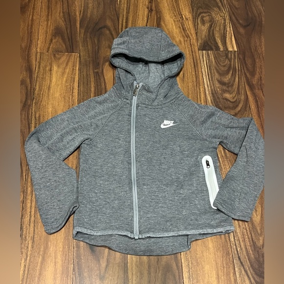 Nike Kids Gray Tech Hoodie Zip 6X - Picture 2 of 5